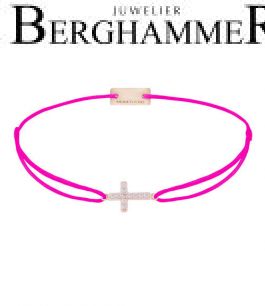 Filo Armband Textil Neon-Pink Kreuz 925 Silber roségold vergoldet 21204298