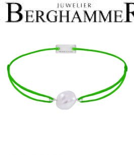 Filo Armband Textil Neon-Grün Süßwasserperle 925 Silber rhodiniert 21204486