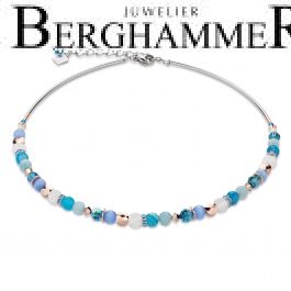 Halskette Perlmutt & Swarovski® Kristalle & Amazonit & Streifenachat türkis-blau