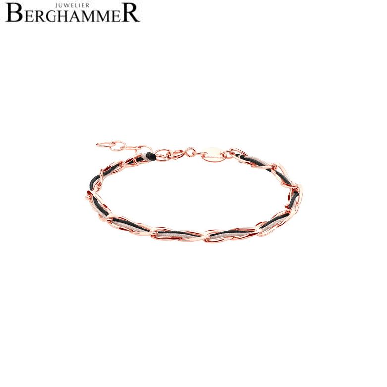Unico Armband Schwarz/Beige 925 Silber roségold vergoldet 20200933