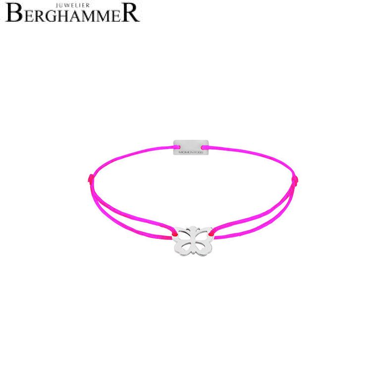 Filo Armband Textil Neon-Pink Schmetterling 925 Silber rhodiniert 21200731
