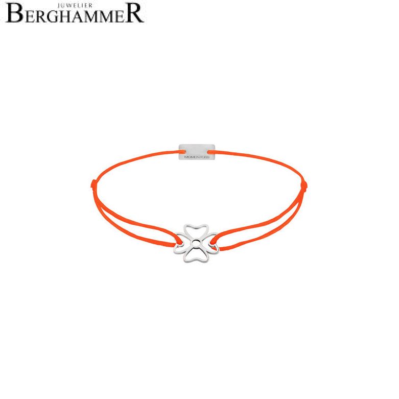 Filo Armband Textil Neon-Orange Kleeblatt 925 Silber rhodiniert 21200892