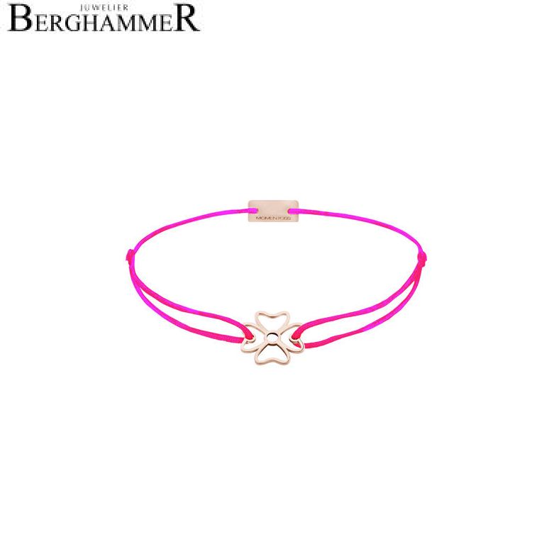 Filo Armband Textil Neon-Pink Kleeblatt 925 Silber roségold vergoldet 21200965