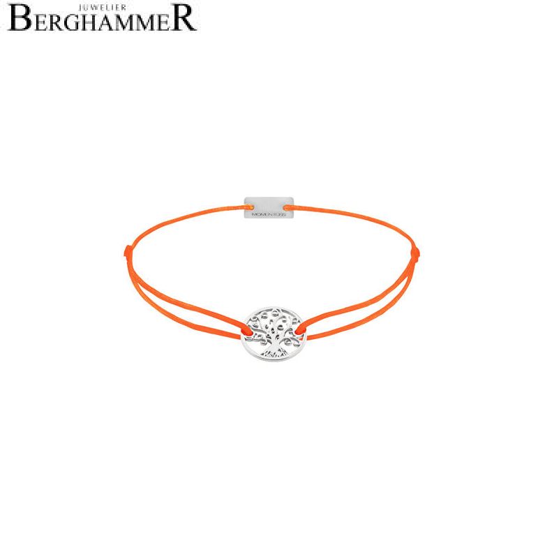 Filo Armband Textil Neon-Orange Lebensbaum 925 Silber rhodiniert 21200981