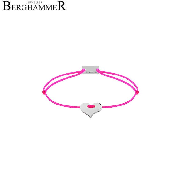 Filo Armband Textil Neon-Pink Herz 925 Silber rhodiniert 21201017
