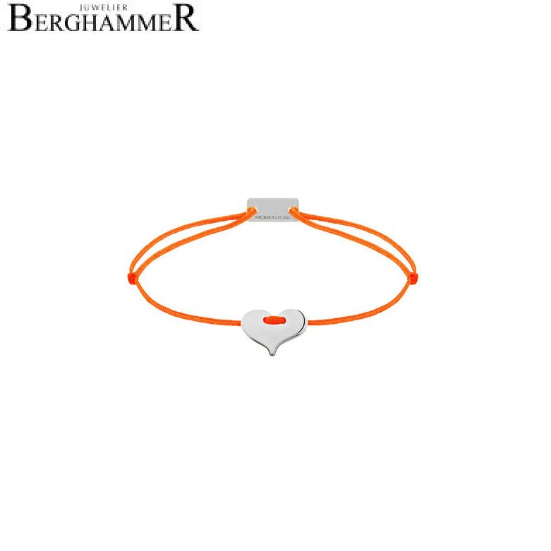 Filo Armband Textil Neon-Orange Herz 925 Silber rhodiniert 21201019