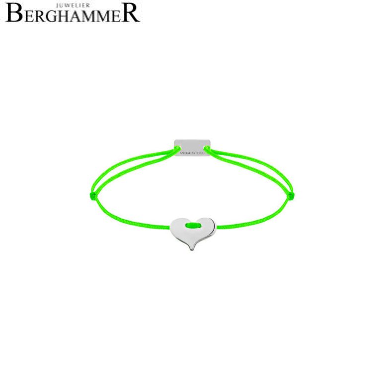 Filo Armband Textil Neon-Grün Herz 925 Silber rhodiniert 21201021