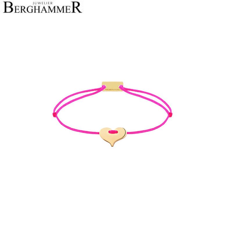 Filo Armband Textil Neon-Pink Herz 925 Silber gelbgold vergoldet 21201088