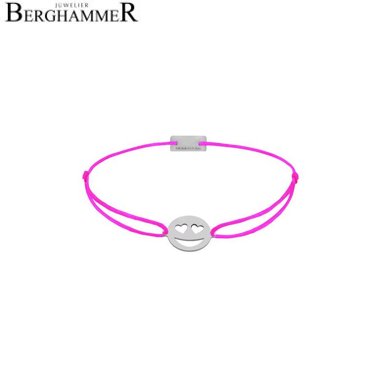 Filo Armband Textil Neon-Pink Emoji One 2 925 Silber rhodiniert 21201303
