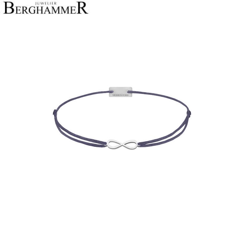 Filo Armband Textil Grau-Lila Infinity 925 Silber rhodiniert 21201728
