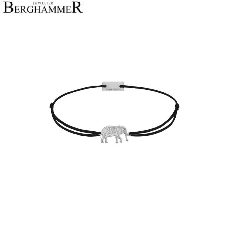 Filo Armband Textil Schwarz Elefant 925 Silber rhodiniert 21201865