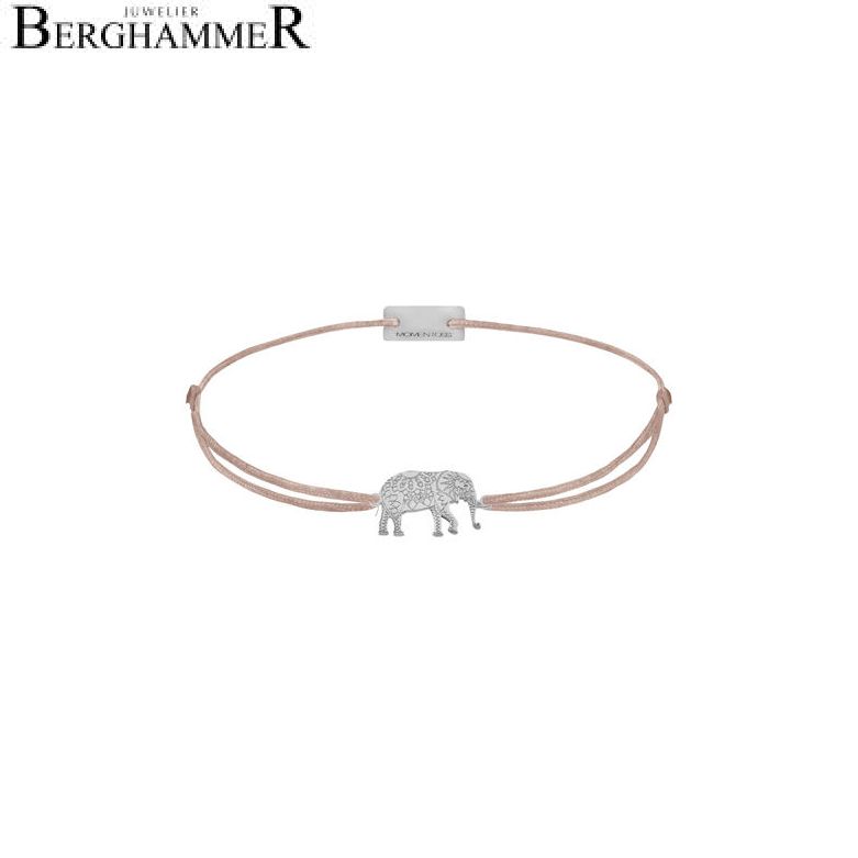 Filo Armband Textil Beige Elefant 925 Silber rhodiniert 21201870