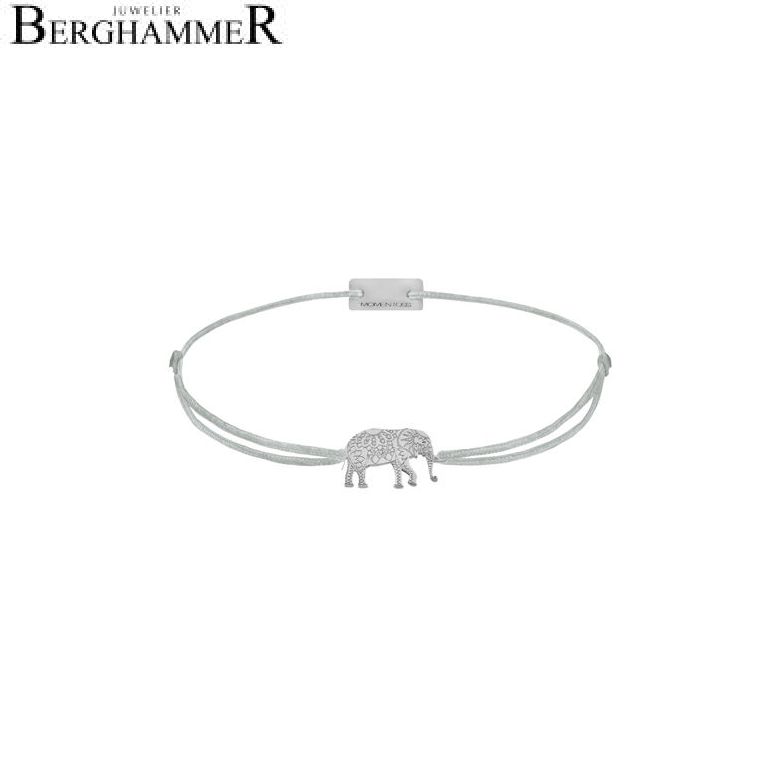 Filo Armband Textil Hellgrau Elefant 925 Silber rhodiniert 21201874