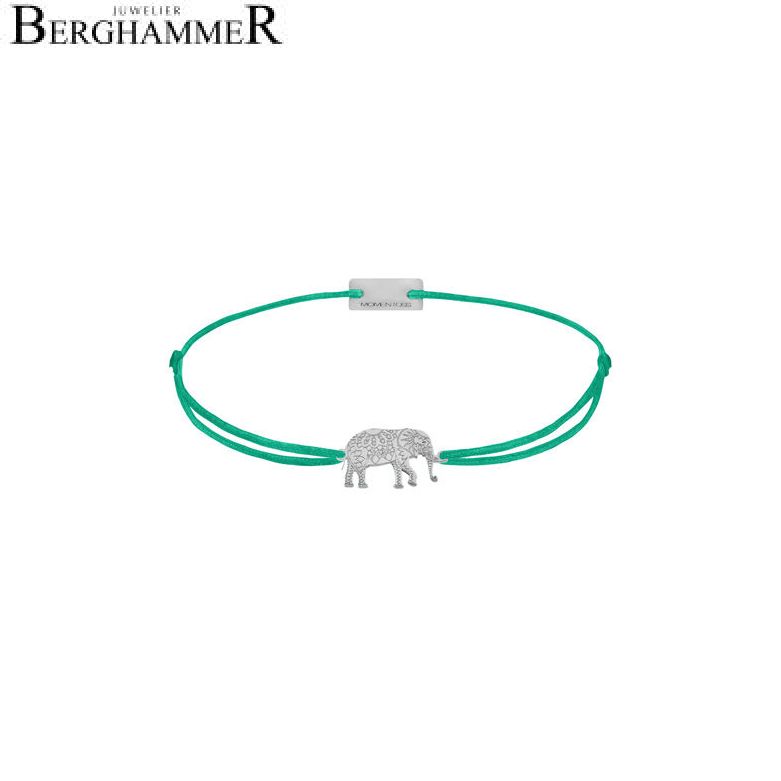 Filo Armband Textil Grasgrün Elefant 925 Silber rhodiniert 21201881