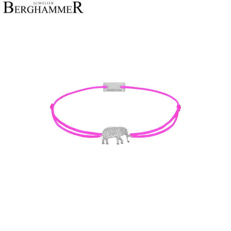 Filo Armband Textil Neon-Pink Elefant 925 Silber rhodiniert 21201886