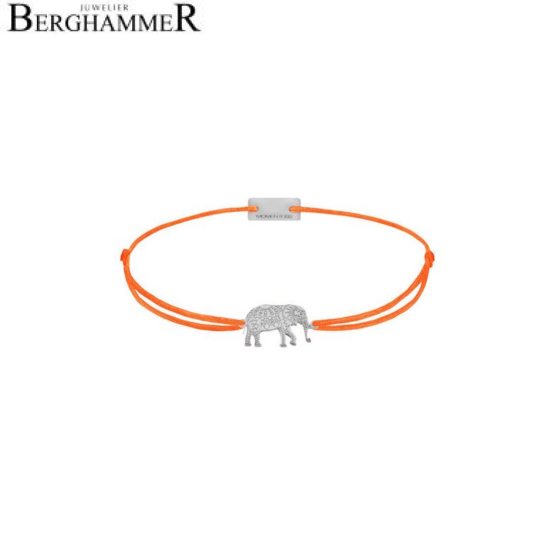 Filo Armband Textil Neon-Orange Elefant 925 Silber rhodiniert 21201887