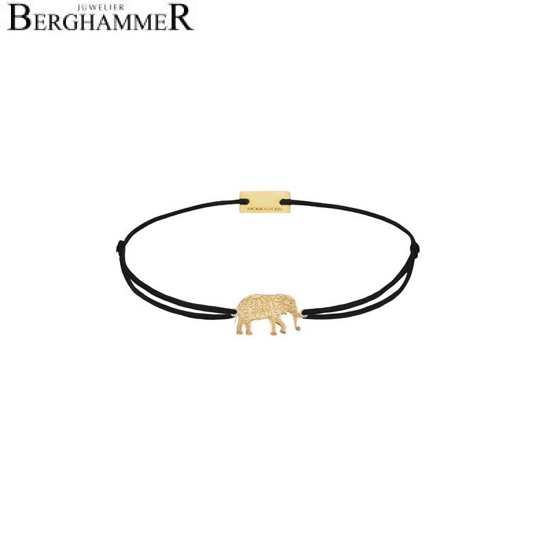 Filo Armband Textil Schwarz Elefant 925 Silber gelbgold vergoldet 21201889
