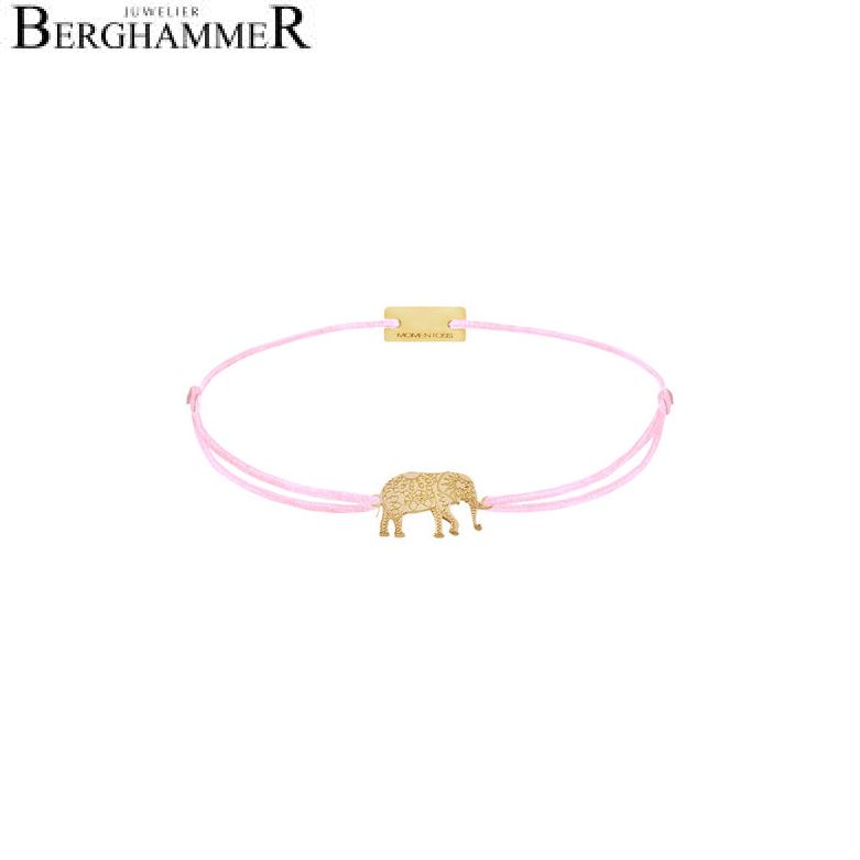 Filo Armband Textil Rosa Elefant 925 Silber gelbgold vergoldet 21201891