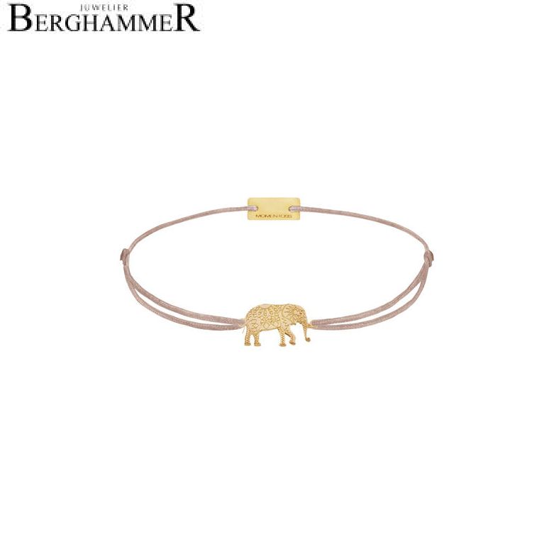 Filo Armband Textil Beige Elefant 925 Silber gelbgold vergoldet 21201894