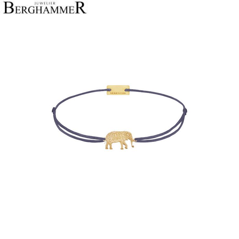 Filo Armband Textil Grau-Lila Elefant 925 Silber gelbgold vergoldet 21201896