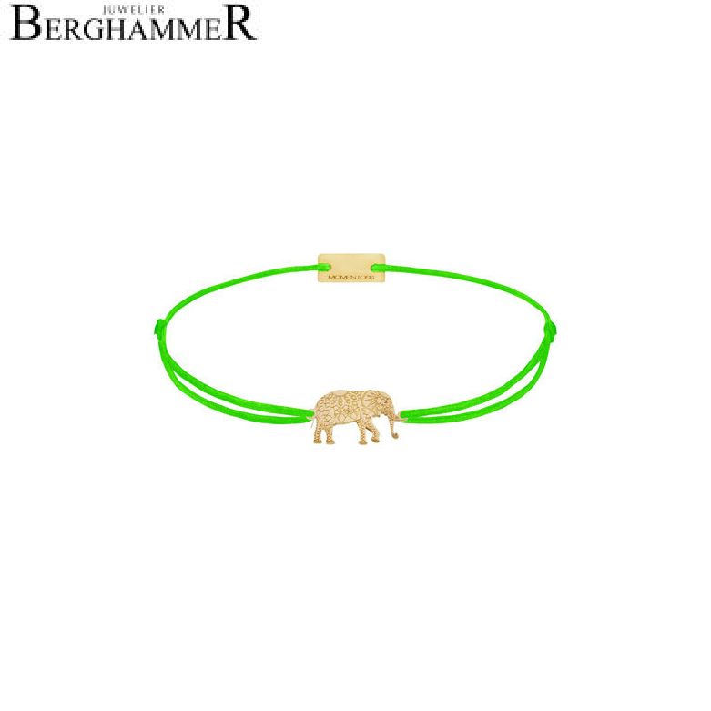 Filo Armband Textil Neon-Grün Elefant 925 Silber gelbgold vergoldet 21201906