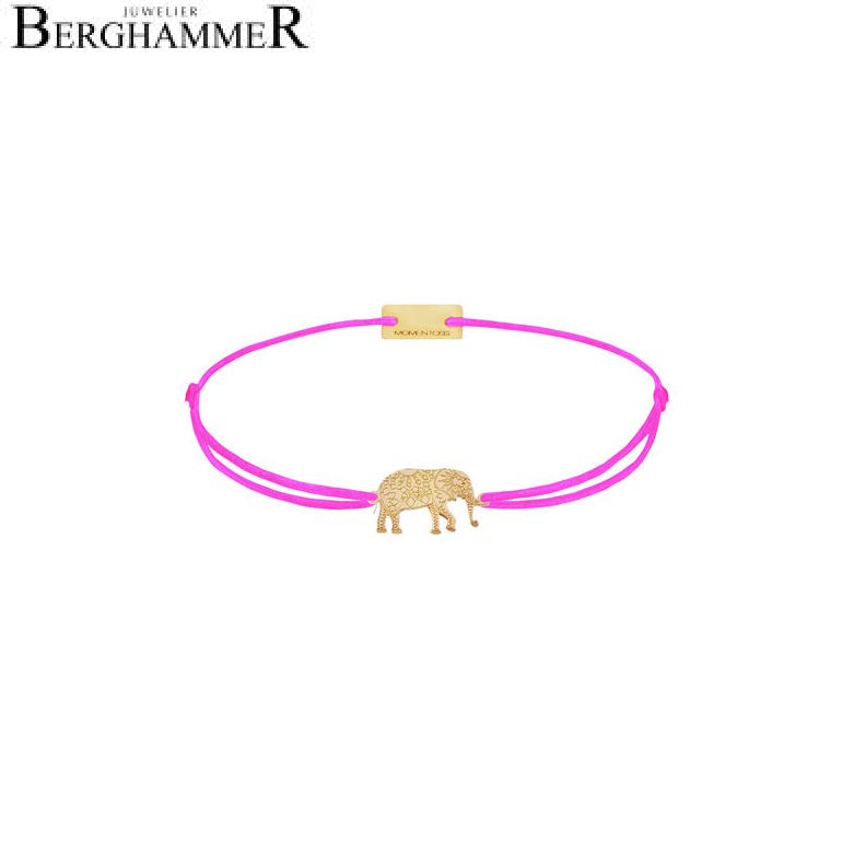 Filo Armband Textil Neon-Pink Elefant 925 Silber gelbgold vergoldet 21201910