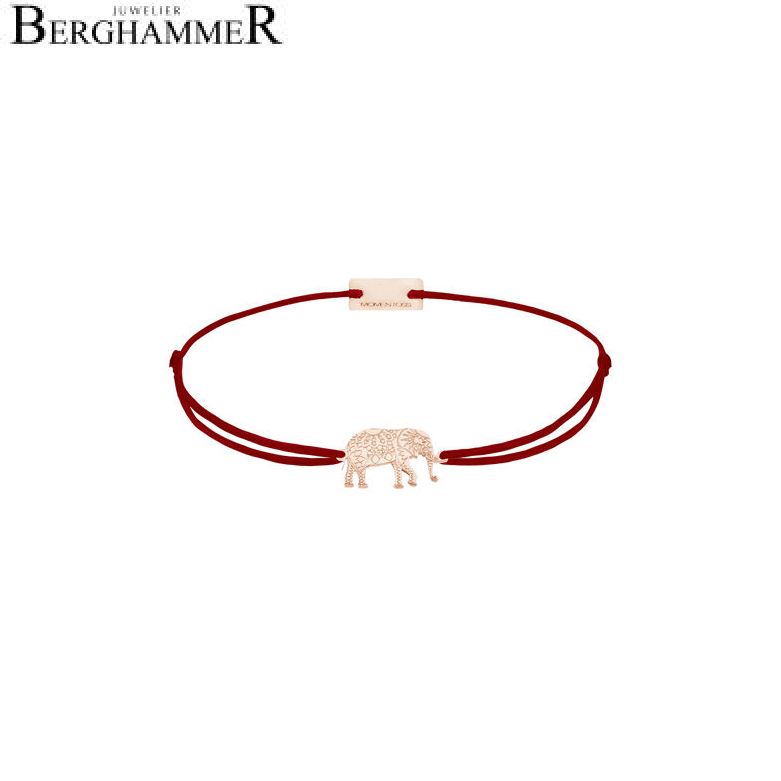 Filo Armband Textil Weinrot Elefant 925 Silber roségold vergoldet 21201916