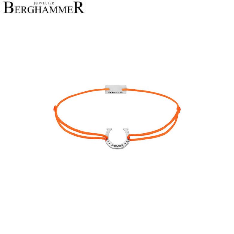 Filo Armband Textil Neon-Orange Hufeisen 925 Silber rhodiniert 21202109