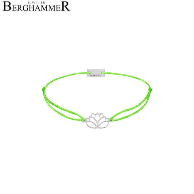 Filo Armband Textil Neon-Grün Lotus 925 Silber rhodiniert 21202400