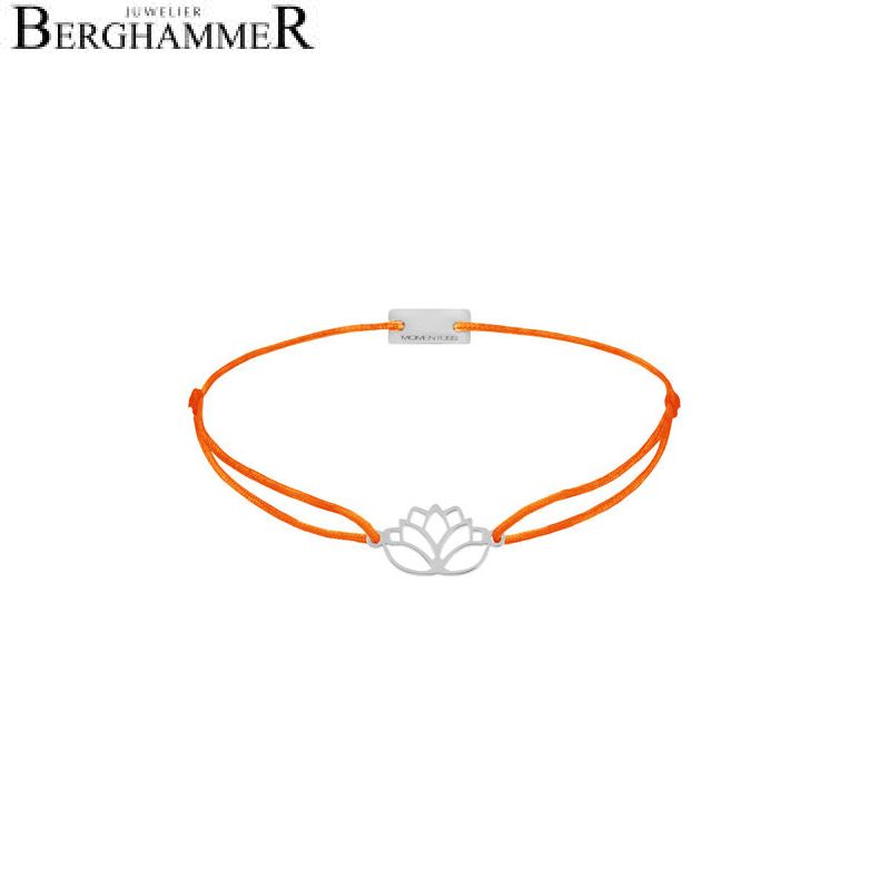 Filo Armband Textil Neon-Orange Lotus 925 Silber rhodiniert 21202405