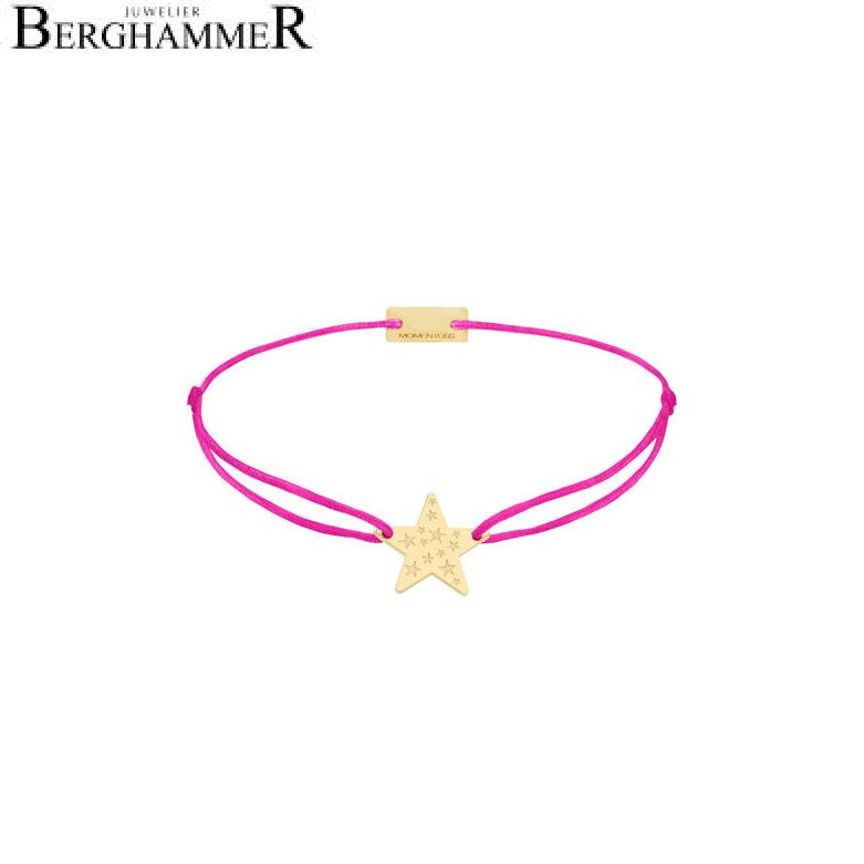 Filo Armband Textil Neon-Pink Stern 925 Silber gelbgold vergoldet 21202572