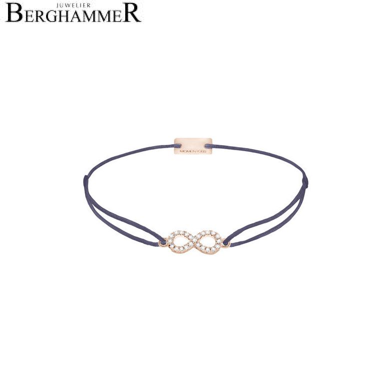 Filo Armband Textil Grau-Lila Infinity 925 Silber roségold vergoldet 21203537