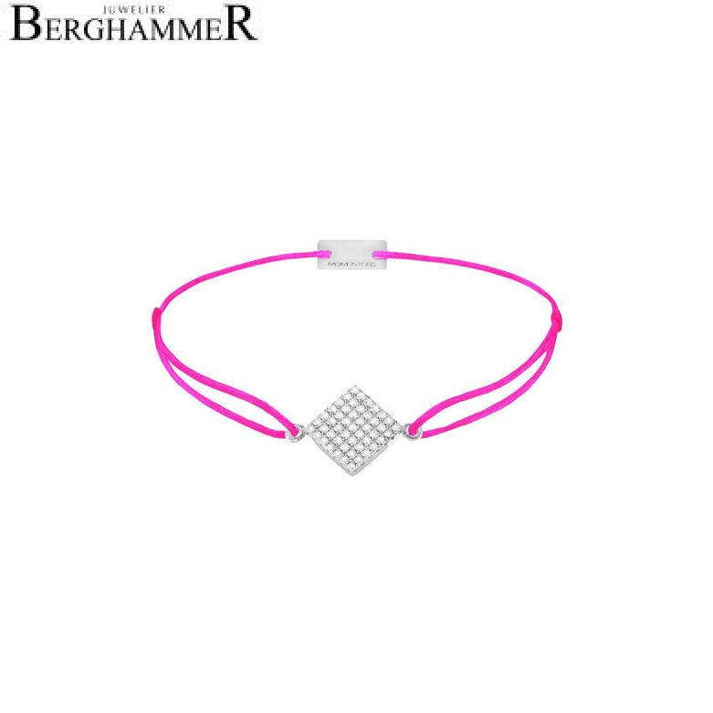 Filo Armband Textil Neon-Pink Quadrat Pavé 925 Silber rhodiniert 21203717