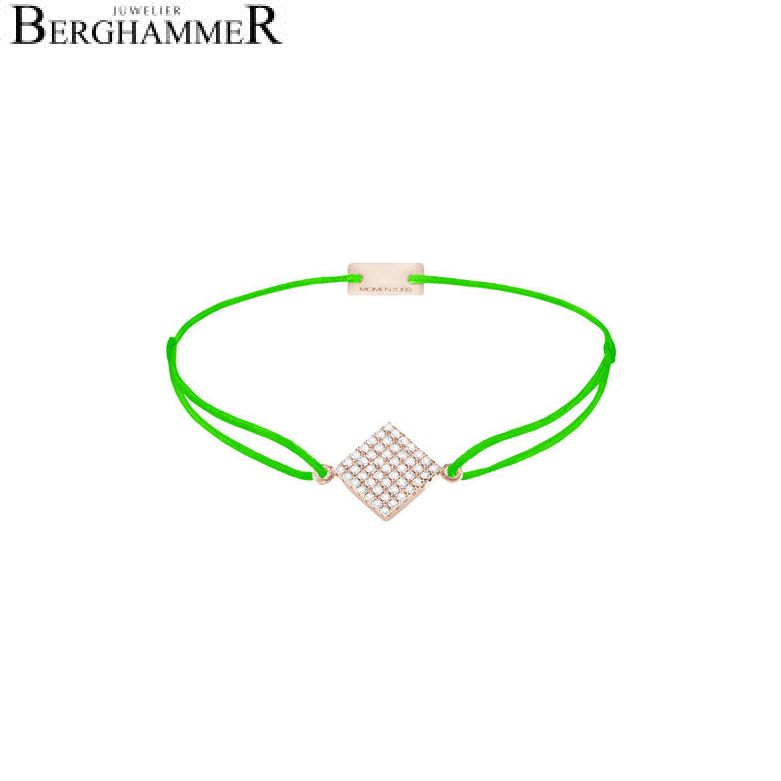 Filo Armband Textil Neon-Grün Quadrat Pavé 925 Silber roségold vergoldet 21203737
