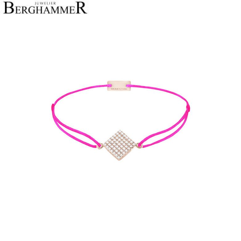 Filo Armband Textil Neon-Pink Quadrat Pavé 925 Silber roségold vergoldet 21203741