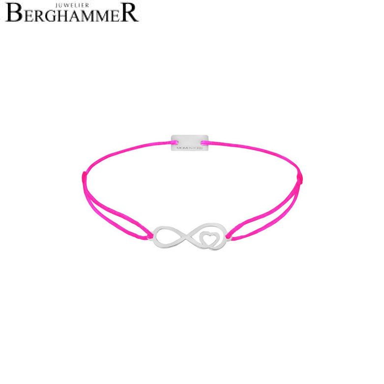 Filo Armband Textil Neon-Pink Infinity-Herz 925 Silber rhodiniert 21203842
