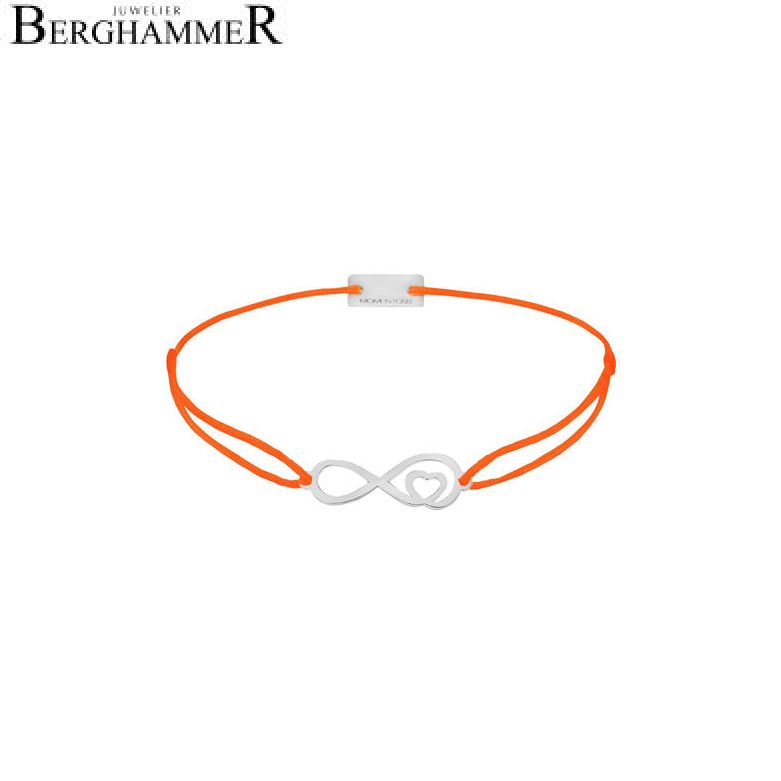Filo Armband Textil Neon-Orange Infinity-Herz 925 Silber rhodiniert 21203843