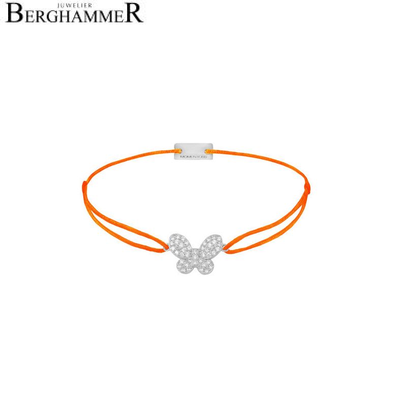 Filo Armband Textil Neon-Orange Schmetterling 925 Silber rhodiniert 21203987