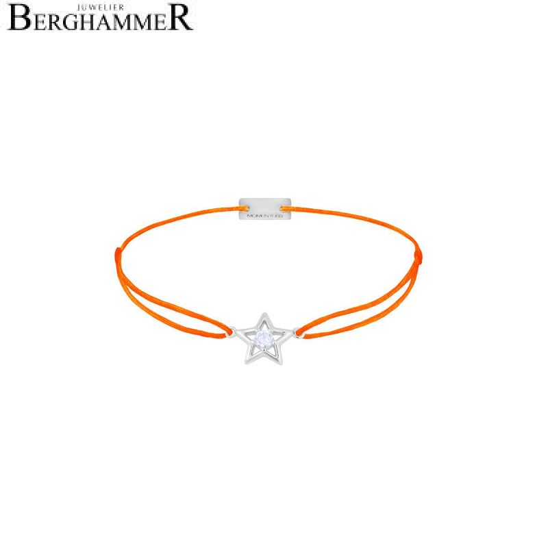 Filo Armband Textil Neon-Orange Stern 925 Silber rhodiniert 21204179