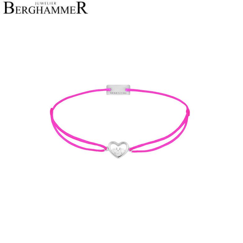 Filo Armband Textil Neon-Pink Herz 925 Silber rhodiniert 21204226
