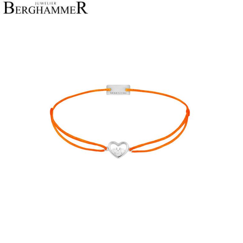 Filo Armband Textil Neon-Orange Herz 925 Silber rhodiniert 21204227