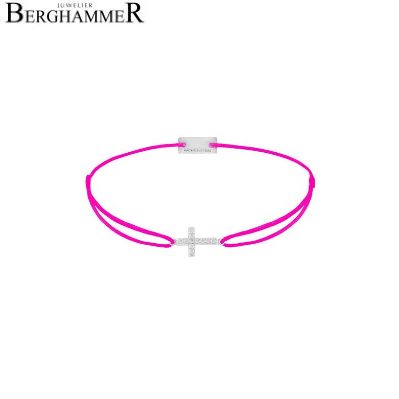Filo Armband Textil Neon-Pink Kreuz 925 Silber rhodiniert 21204274