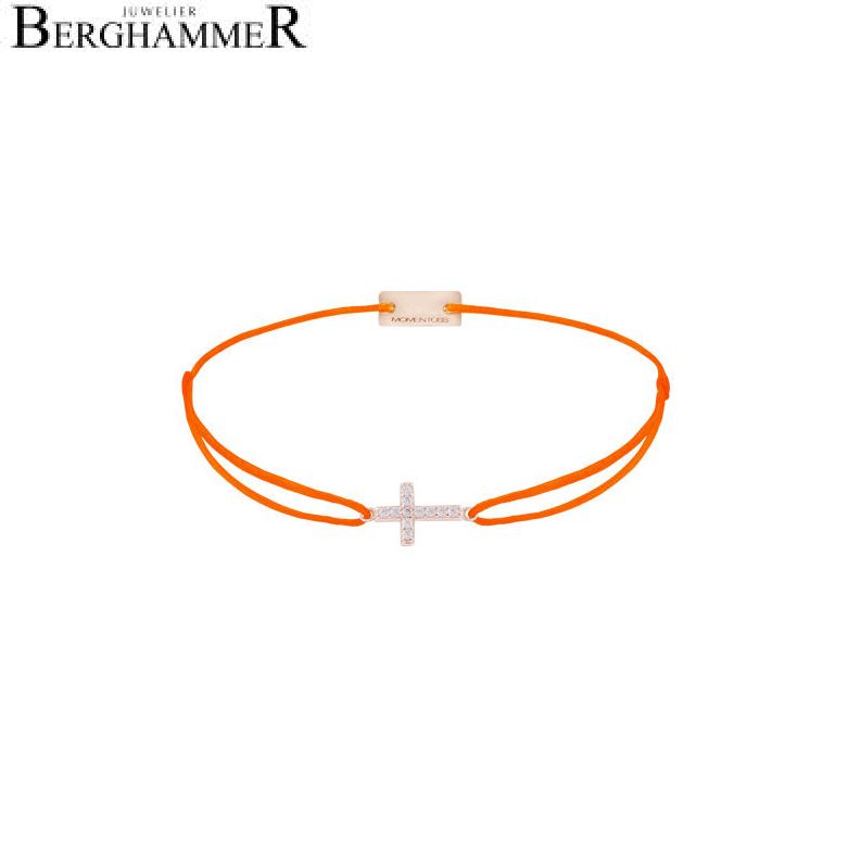 Filo Armband Textil Neon-Orange Kreuz 925 Silber roségold vergoldet 21204299