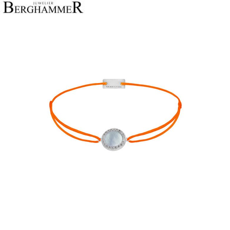 Filo Armband Textil Neon-Orange Kreis Perlmutt 925 Silber rhodiniert 21204371