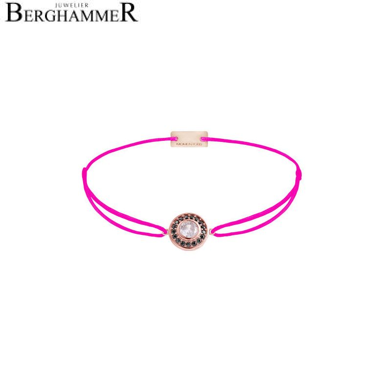 Filo Armband Textil Neon-Pink Rund Mix 925 Silber roségold vergoldet 21204442