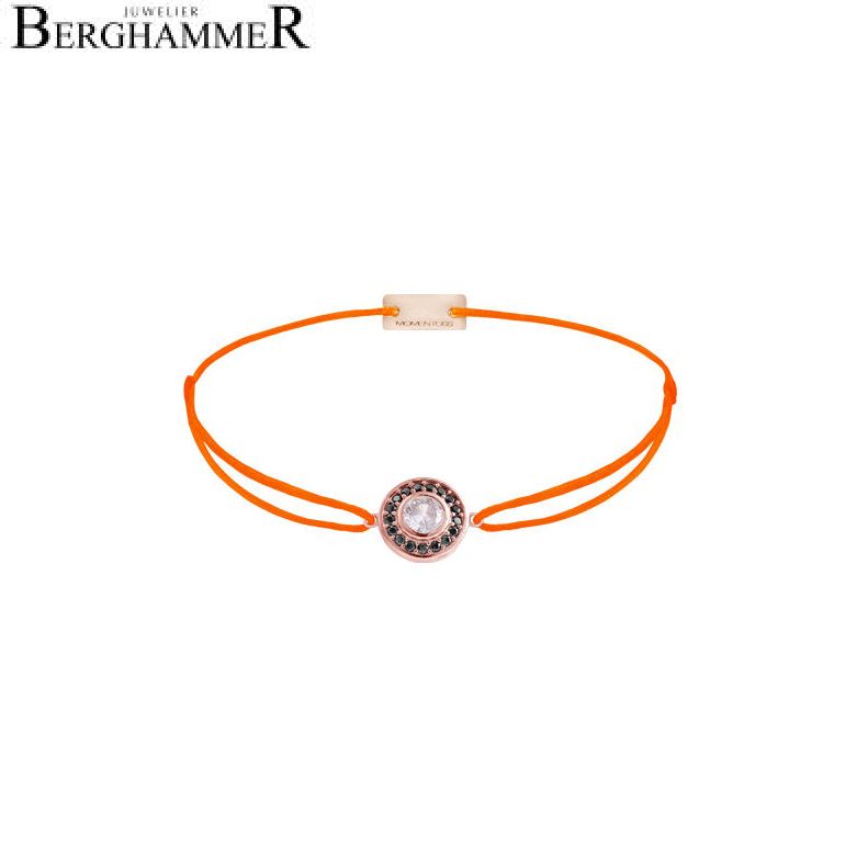 Filo Armband Textil Neon-Orange Rund Mix 925 Silber roségold vergoldet 21204443