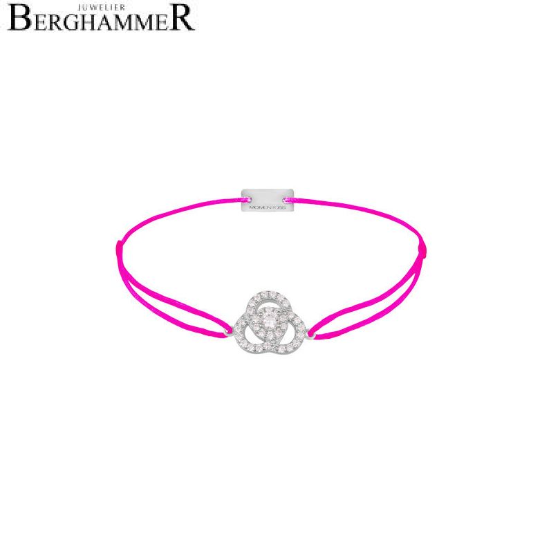 Filo Armband Textil Neon-Pink Blume 925 Silber rhodiniert 21204610