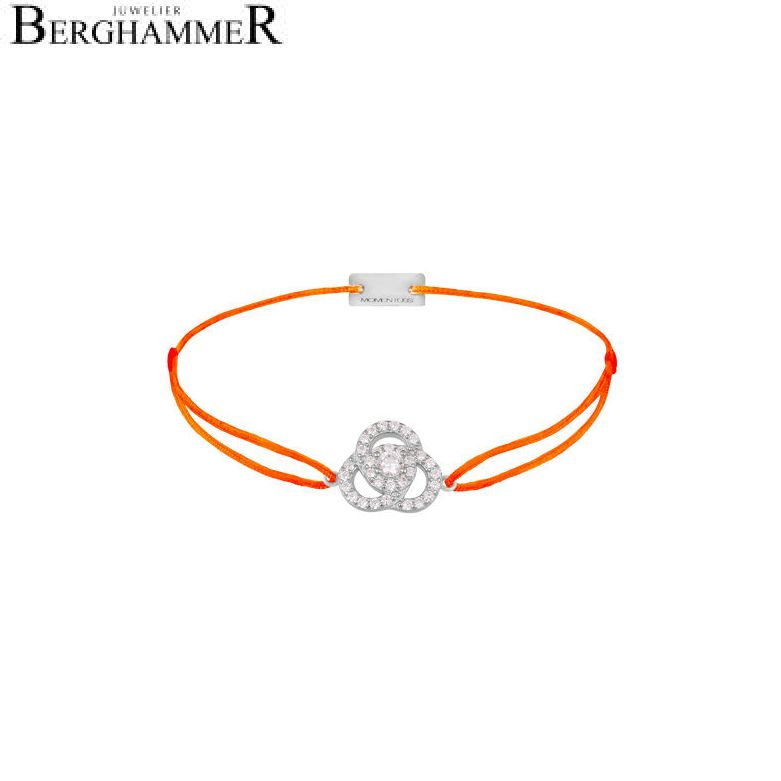 Filo Armband Textil Neon-Orange Blume 925 Silber rhodiniert 21204611