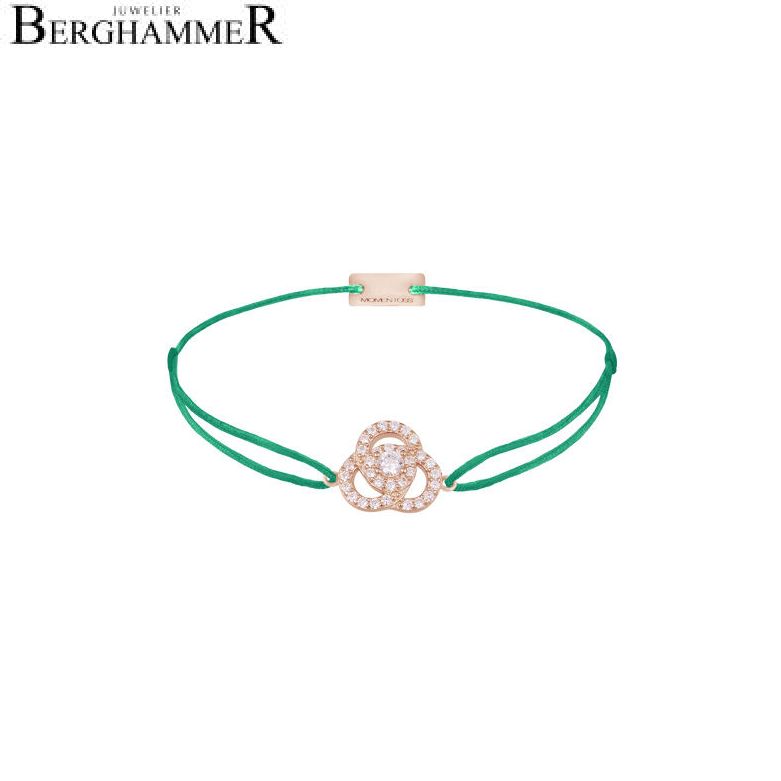 Filo Armband Textil Grasgrün Blume 925 Silber roségold vergoldet 21204629